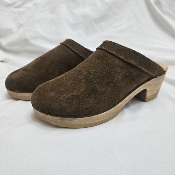 NEW Sven VintageY2K Brown Suede Heeled Slip On Swedish Mule Wooden Clogs 7.5 - Picture 5 of 12